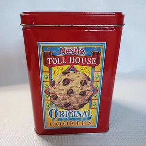 Vintage Nestle Tollhouse Original Cookies Red Collectible Metal Tin Canister - Picture 1 of 11