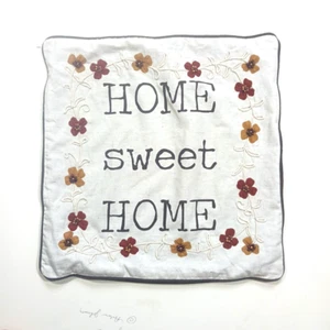 Pier One Kissenbezug mit Blumenapplikation verziert Home Sweet Home Überwurf 18 Zoll - Bild 1 von 3