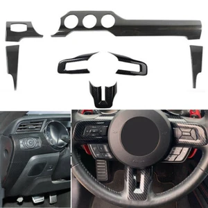 Steering Wheel Dash Panel Center Cover Trim Kit For Ford Mustang 15+Carbon Fiber - Bild 1 von 11