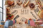 Papier peint mural 3D Hot Dog Donuts B8217 autocollant commercial Amy