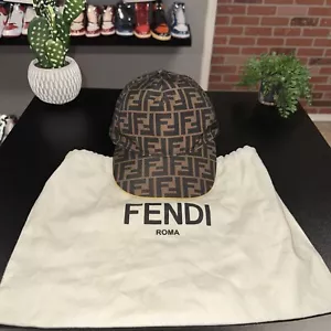 FENDI brown Forever FF monogram yellow trim beak baseball cap Adjustable 🔥 - Picture 1 of 19