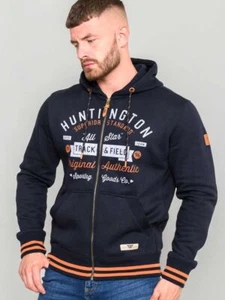 D555 Duke Mens Full Zip Hoodie With Chest Print Navy S M L XL XXL (641211-R) - Picture 1 of 1
