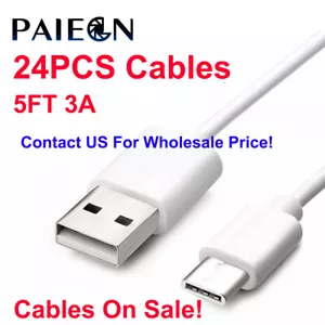24Pack USB C Type C Cable 5FT 3A Cord Data Sync Fast Charging Heavy Duty Lead - Picture 1 of 6
