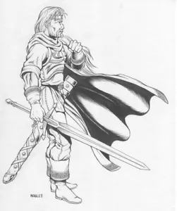 Arte RPG original de Fred "Phred" Rawles; Rey Arturo Caballero Guerrero con Espada - Imagen 1 de 1