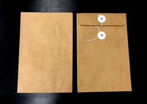 6 x 9" Brown Kraft Envelope with string and button Mailing Envelopes Bags x 10 - Picture 1 of 4