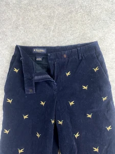 Brooks Brothers Pants women's Size 4 Blue/Yellow Bird Embroidered All Over - Picture 1 of 7