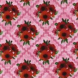 Clusters of Poppies in Diamond Frame, on Pink, Timeless Treasures, C3694-PINK - Picture 1 of 1