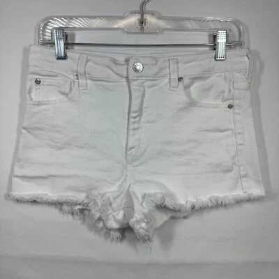 Celebrity Pink Denim Shorts Frayed Hem White High Waist Juniors Size 5 - Image 1 of 4