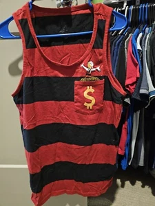 Disney Scrooge Mcduck Tank Top Red Black Dollar Sign Pocket - Picture 1 of 3