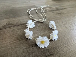 BRAIDED WHITE FLOWER CROWN DAISY FLOWER - Picture 1 of 4