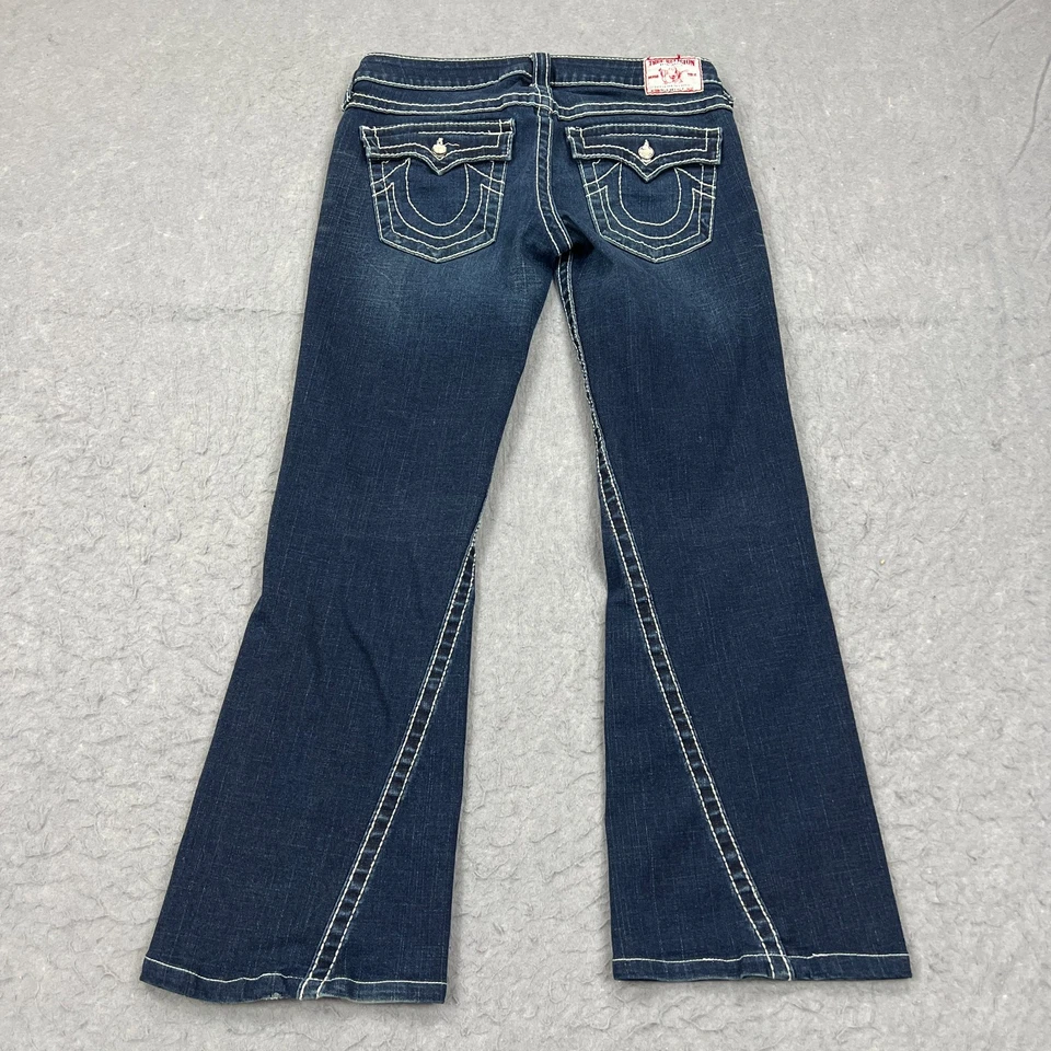 True Religion Disco Joey Big T Jeans Womens 30 Blue Flap Pocket Thick Stitch USA - Image 1 of 4