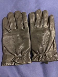 Calvin Klein Black Leather Gloves Size Large W/Touch Screen - Picture 1 of 3