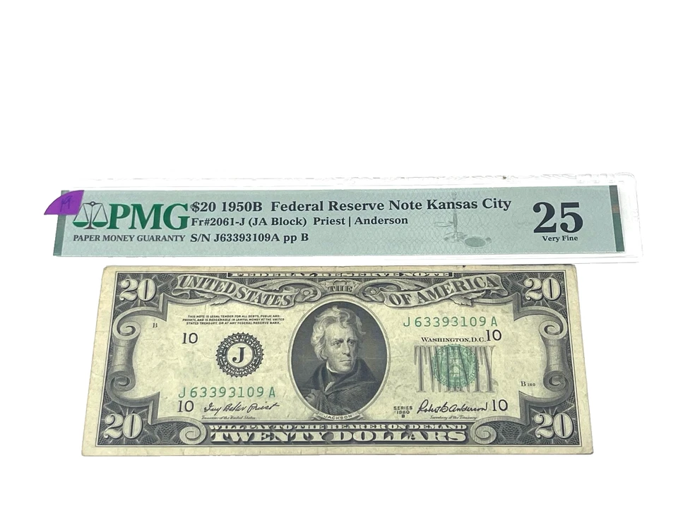 Pre 57 - 1950B $20 Federal Reserve Note Kansas City, Green Seal, PMG 25 VF (#19) - Image 1 of 2
