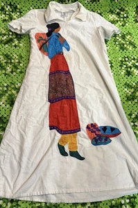 Vestido Esposa Alfredos Vintage Aplique Usable Arte Grande Boho Como Está - Imagen 1 de 9