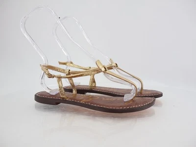 Sandalias Sam Edelman para mujer Gigi con tirantes talla 7 planas de cuero dorado Foto 1 de 4