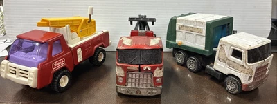 Lote De 3 Camiones De Colección BUDDY L - Bomberos/Remolque/Basura 1980 - Todo Sobre 6"x4" Foto 1 de 4