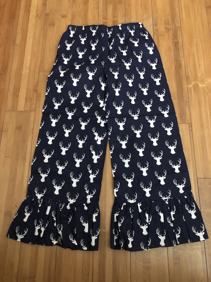 Girls Ruffle Pants Size 6 Handmade Christmas Reindeer Boutique Style New - Image 1 of 1