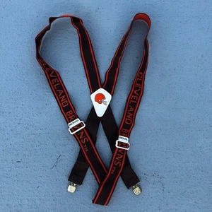 Vintage 80s Cleveland Browns Stretch Suspenders Official NFL Cuddles Made in USA - Bild 1 von 1
