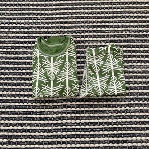 Pact kids Green White Organic Cotton 2Piece Long Sleeve Green Birch Trees 7 - Picture 1 of 3
