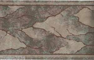 Metallic Patina Bronze Copper Marble Brown Vein Crack Abstract Wall paper Border - Picture 1 of 2