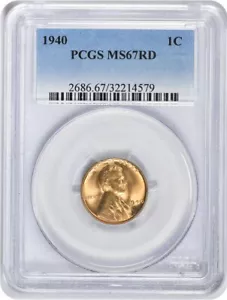 1940-P Lincoln Cent MS67RD PCGS - Picture 1 of 2