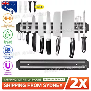 2X Magnetic Knife Rack Magnet Wall Mount Holder Strip Utensil Shelf Kitchen Tool - Picture 1 of 9