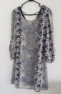 Speechless Women's Multicolor Geometric Floral Boho Tunic Blouse Top Size Medium - Picture 1 of 9