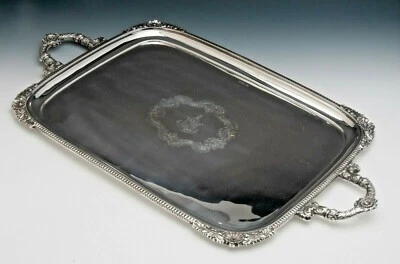Beautiful Sheffield Sterling Silver large rectangular Tray or Waiter, circa 1861 - Image 1 of 4