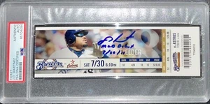 JD MARTINEZ SIGNED MLB DEBUT FULL TICKET "MLB DEBUT 7-30-11" INSC PSA 85104094 - Picture 1 of 5