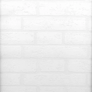 Raised Brick White Textured Paintable Prepasted Wallpaper 497-99423  - Picture 1 of 1