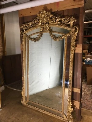 19th Century Gilt Mirror w/ Faceted Glass - Image 1 of 4