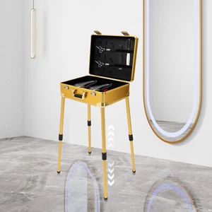 Estuche de peluquero estación de peluquero móvil profesional caja de herramientas de peluquero con soporte dorado ¡EE. UU.! - Imagen 1 de 18