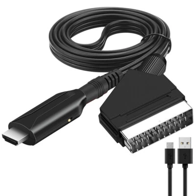 3 ft Scart To HDMI HD Converter Adapter Connector Cable for TV VHS VCR DVD Play - Image 1 of 3