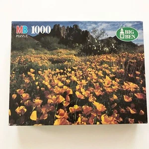 NIB Vtg 1996 Field of Poppies Ajo Mountains AZ 1000 pc Jigsaw Puzzle by Big Ben - Foto 1 di 3