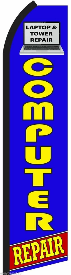 COMPUTER REPAIR  FLUTTER FLAG Tall Feather Swooper Advertising Sign Banner  - Image 1 of 1