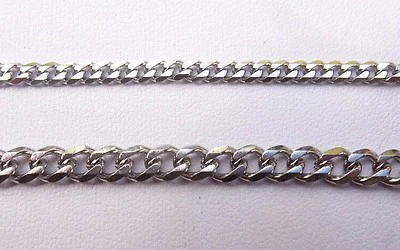 Pulsera de cadena plana CURB plateada para mujer niña 316L SS SIN DESLUSTRAR ni deslustrar  Foto 1 de 4