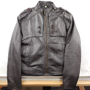 Celebs Leather Bomber Jacket Men's Medium Quilted Lined - Picture 1 of 11
