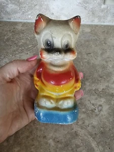 Vtg Chalkware Carnival Prize Dog Statue Bulldog Dog Cat Animal 1930’s  - Picture 1 of 12