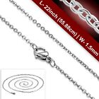 1.5mm Wide Oval Link Chain, Non Tarnish Stainless Steel Necklace, Choose Length