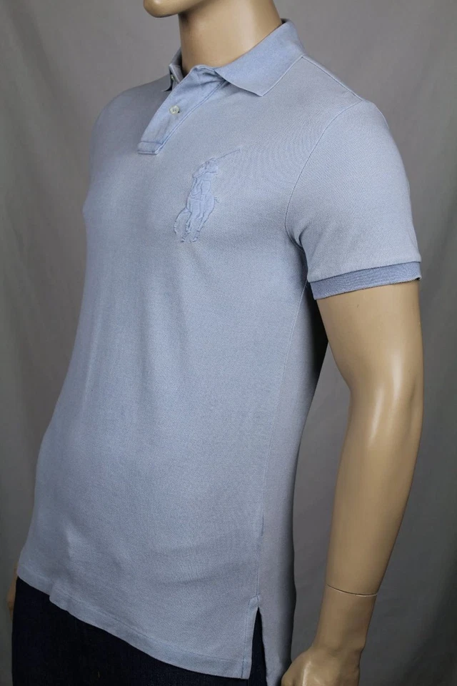 Ralph Lauren Medium M Blue Custom Fit Mesh Big Pony Shirt Polo NWT - Image 1 of 1