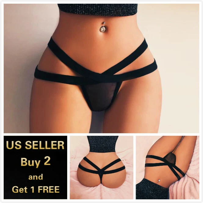 Women Mesh Sexy G-string Lingerie Thongs Panties Briefs Underwear Knickers Black - Image 1 of 4