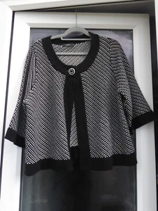 CARDIGAN - GEORGE - BLACK+WHITE 20 - 3-4 Sleeve - 1 large button - Used - Picture 1 of 5