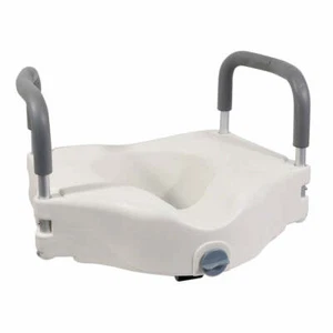 Ergonomic Raised Plastic Toilet Seat with Arms - 6 Inch Height - Easy Install - Picture 1 of 4