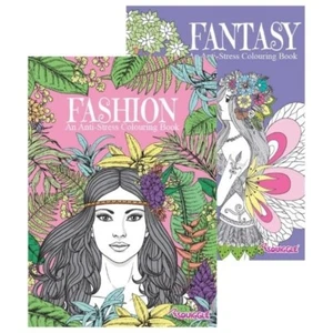 Fashion Fantasy Colouring In Books - 2 Pack Anti Stress Adults Therapy Relax - Imagen 1 de 6