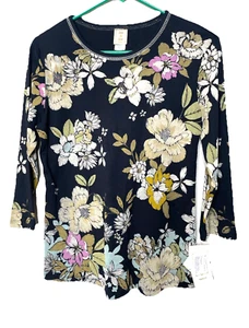 Camiseta Top Jess & Jane Para Mujer Talla S Manga 3/4 Algodón Peonía Pequeña NUEVA NUEVA CON ETIQUETAS - Imagen 1 de 9