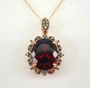 2Ct Oval Cut Simulated Red Garnet Halo Pendant 14K Rose Gold Plated Free Chain - Picture 1 of 4