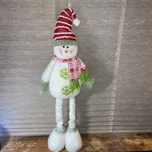 🥇 Christmas Snowman Telescopic Doll Knitted Snowman Doll Window Scene Decor - Picture 1 of 3
