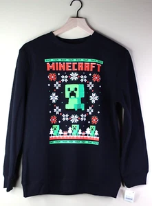Minecraft Boy's Holiday Christmas Pullover Sweatshirt Black XL - Picture 1 of 6