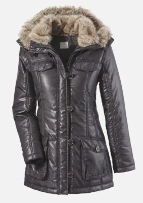 DAMEN WINTER STEPP JACKE PARKA MANTEL 34 & 36 WARM KUNST FELL KAPUZE FELLIMITAT - Bild 1 von 4