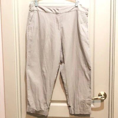 Pantalón Corto Eileen Fisher Grande Algodón Orgánico Caqui Tostado Capris Informal Costero Foto 1 de 4